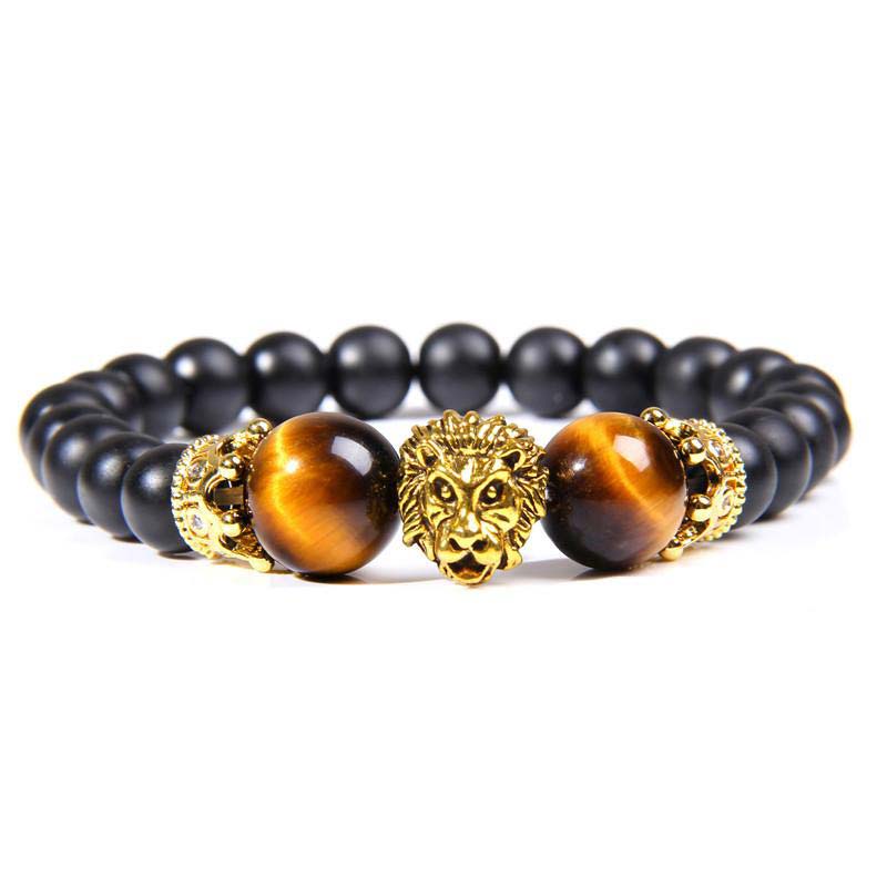 Bracelet symbole lion en pierre de cristal naturel Olivenorma