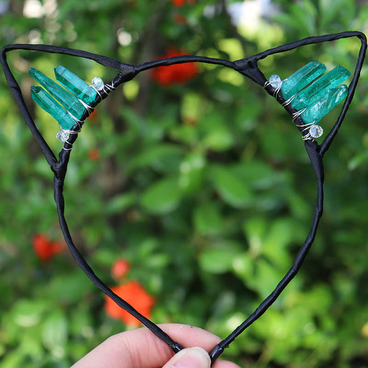 Serre-tête avec oreilles de chat en cristal électrolytique Olivenorma