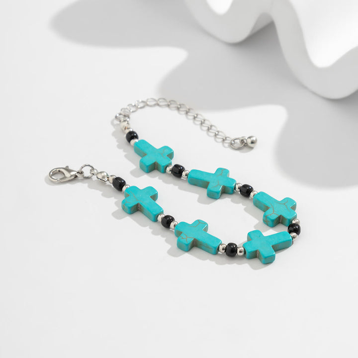 Bracelet homme en turquoise naturelle avec brins croisés Olivenorma