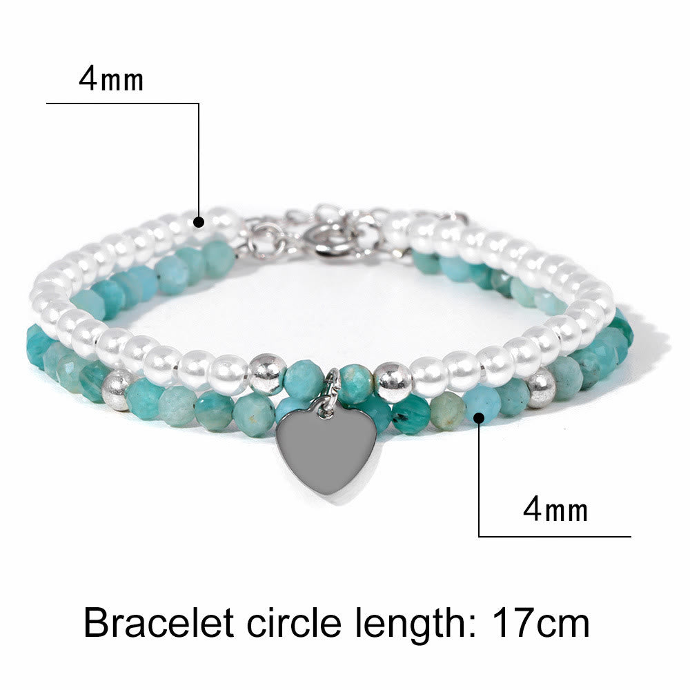 Bracelet double couche avec breloque en forme de cœur et pierre à facettes Olivenorma
