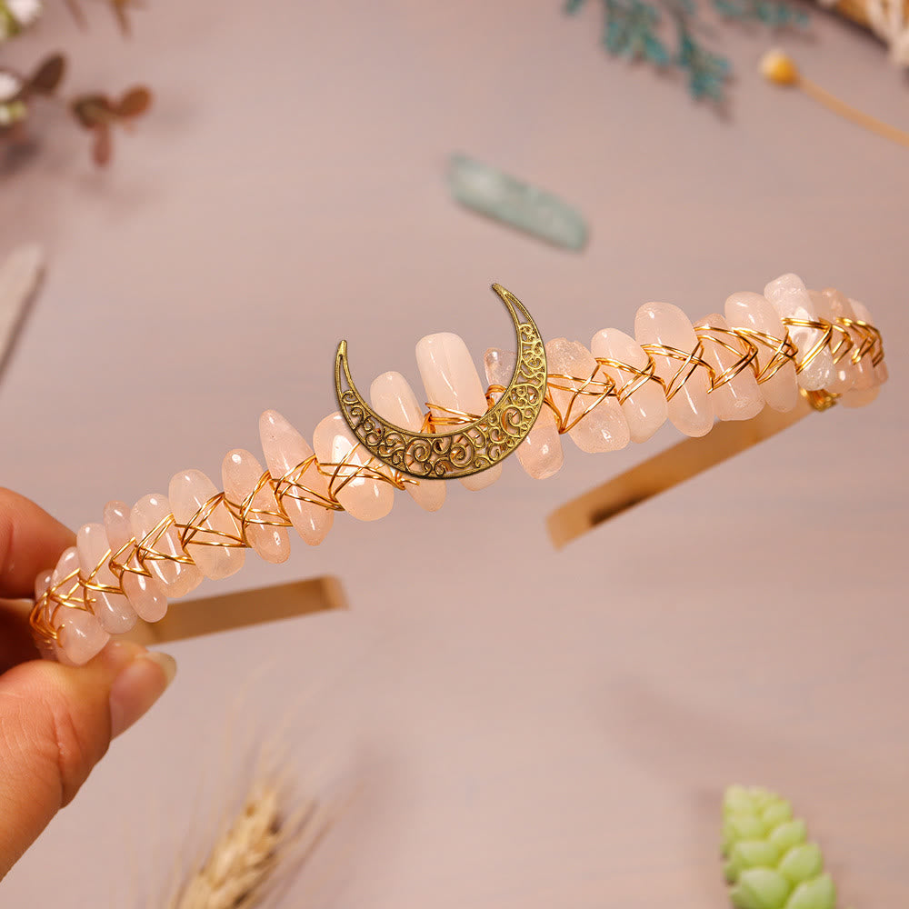 Couronne de cristal de lune en fil d'or et pierre naturelle Olivenorma