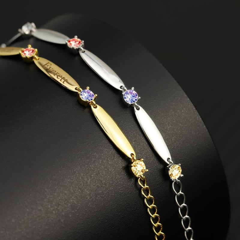 Bracelet avec noms de famille et pierres de naissance Olivenorma