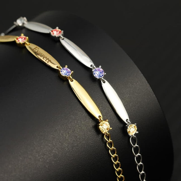 Bracelet avec noms de famille et pierres de naissance Olivenorma