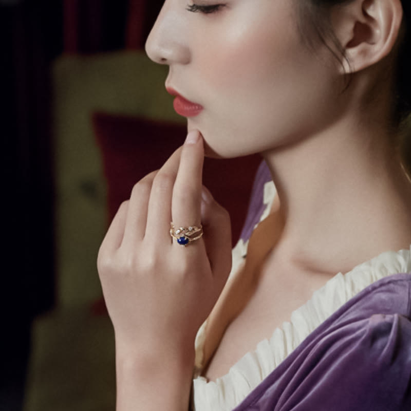 Olivenorma « Toutes les pensées sont des étoiles » – Bague rétro en lapis-lazuli