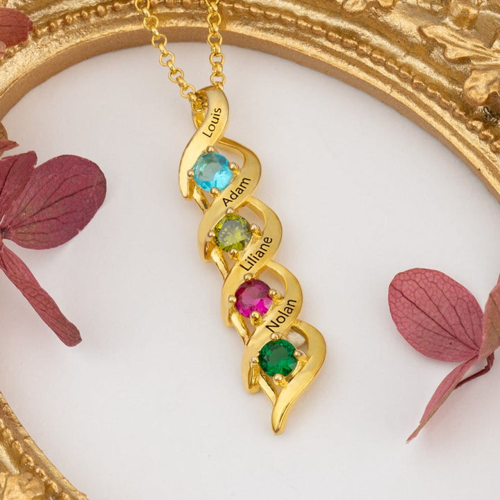 Collier personnalisé avec 1 à 6 gravures et pierres de naissance