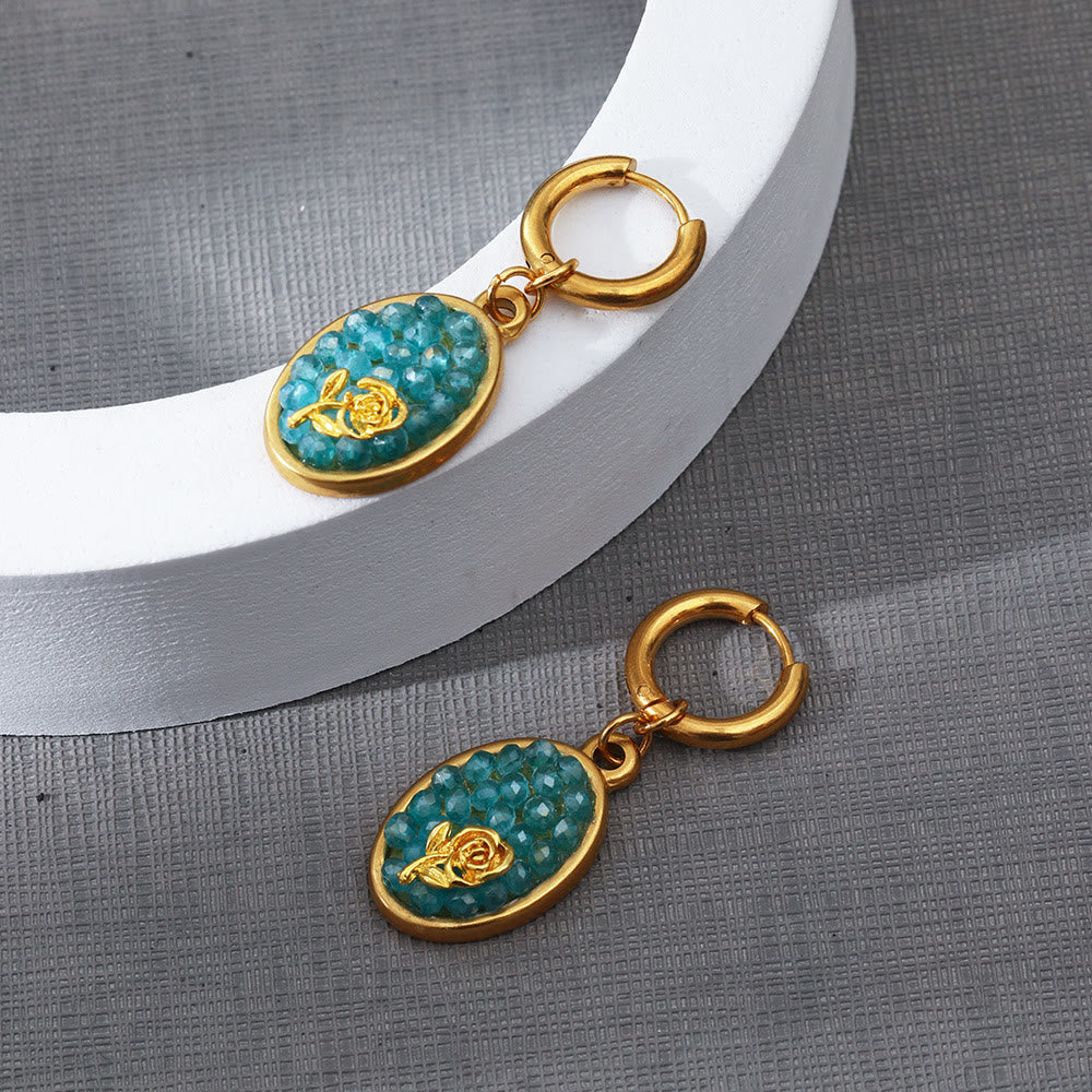 Boucles d'oreilles pendantes ovales en tourmaline rose écrasée Olivenorma Paraiba