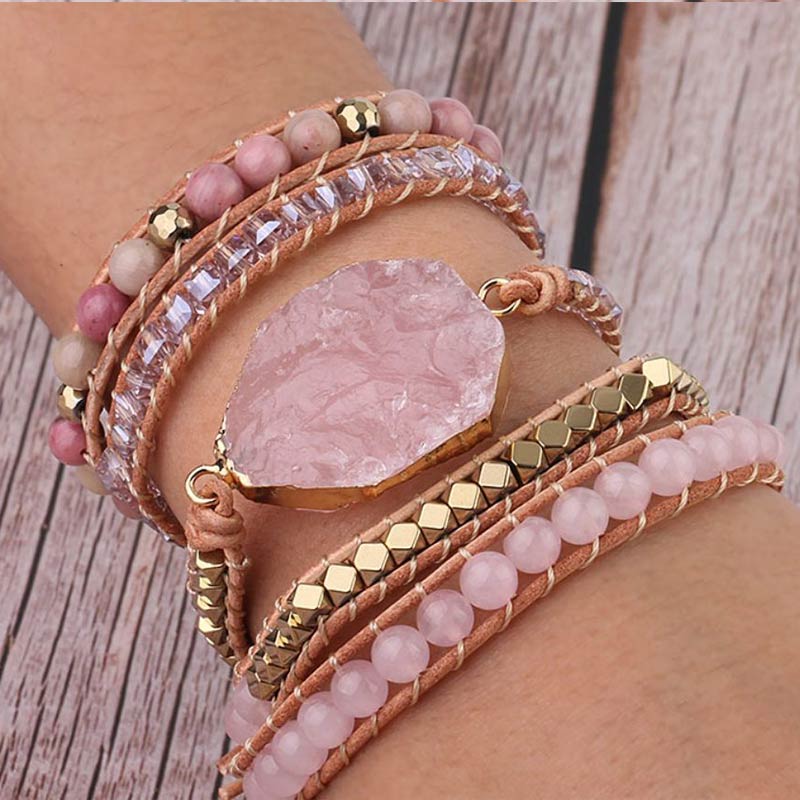 Bracelet en pierre de quartz rose Olivenorma