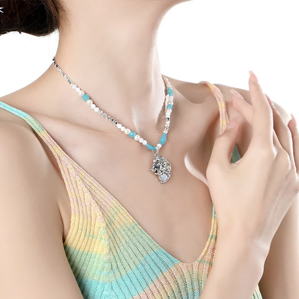 Collier pendentif en alliage avec pierre de lune et zodiaque Olivenorma