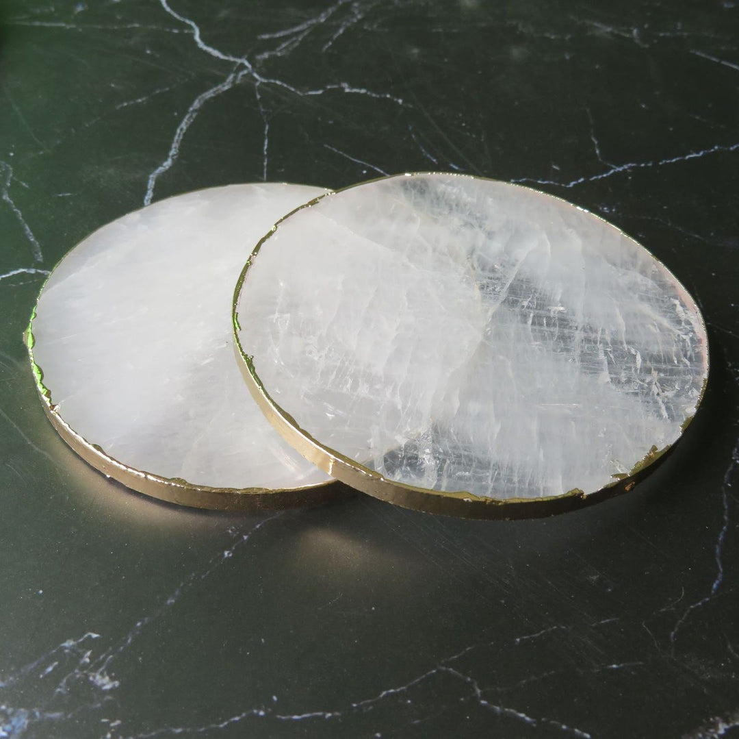 Dessous de verre rond en cristal transparent Olivenorma, décoration en pierres précieuses