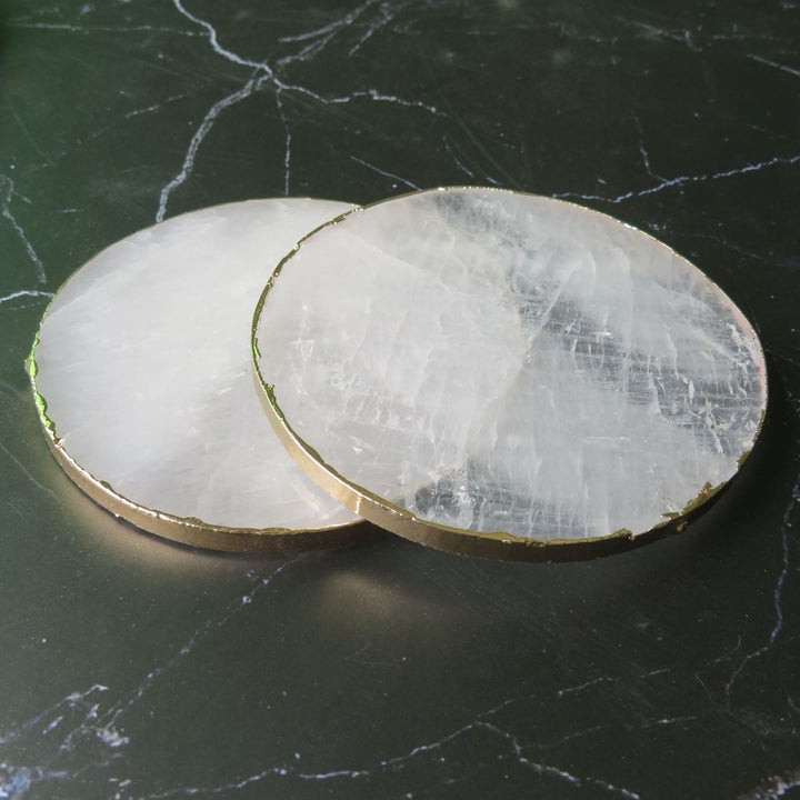 Dessous de verre rond en cristal transparent Olivenorma, décoration en pierres précieuses