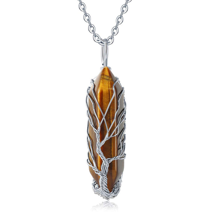 Collier en cristal Olivenorma avec pierres précieuses de l'arbre de vie
