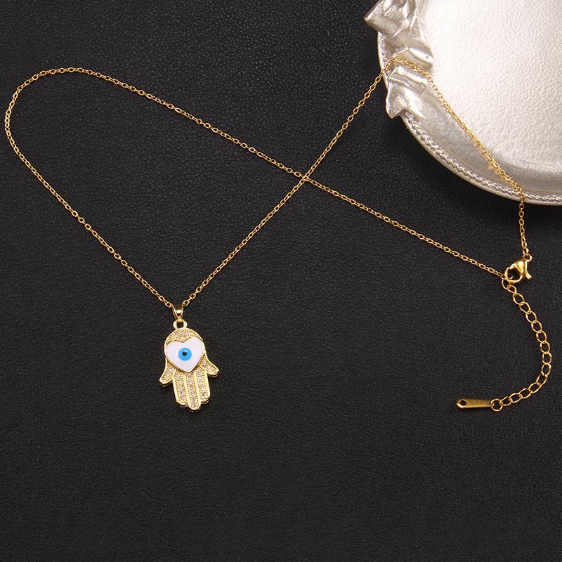 Collier Hamsa avec mauvais œil « Bonne fortune » Olivenorma