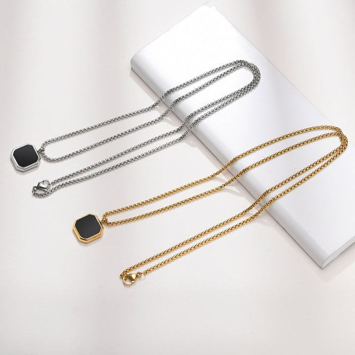 Collier long à chaîne pour homme avec pendentif carré Olivenorma