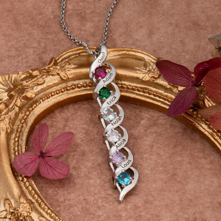 Collier personnalisé avec 1 à 6 gravures et pierres de naissance