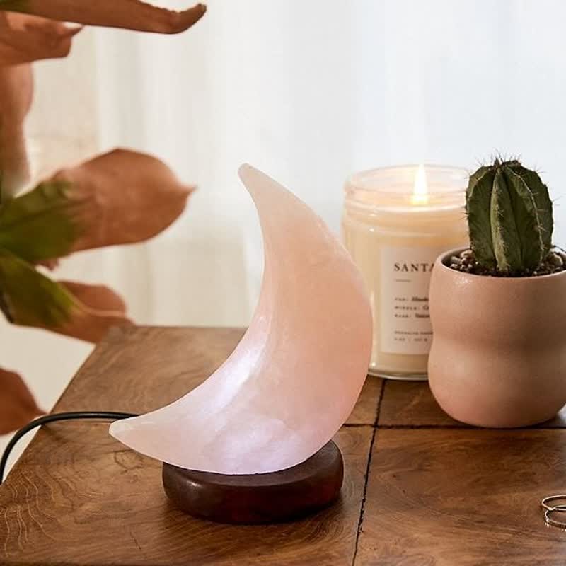 Lampe de sel rose de l'Himalaya en forme de croissant de lune Olivenorma