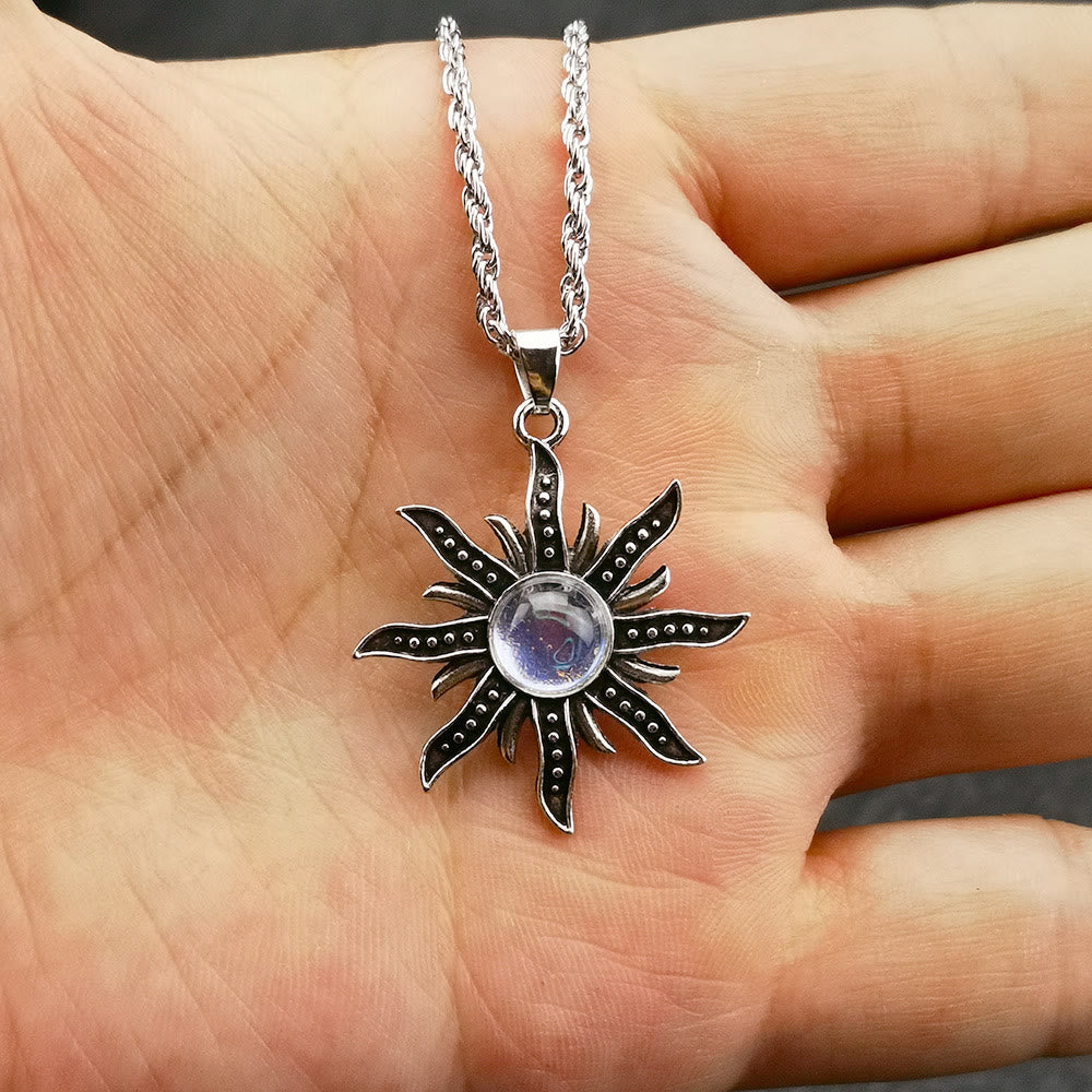 Collier pendentif tournesol en pierre de lune naturelle Olivenorma