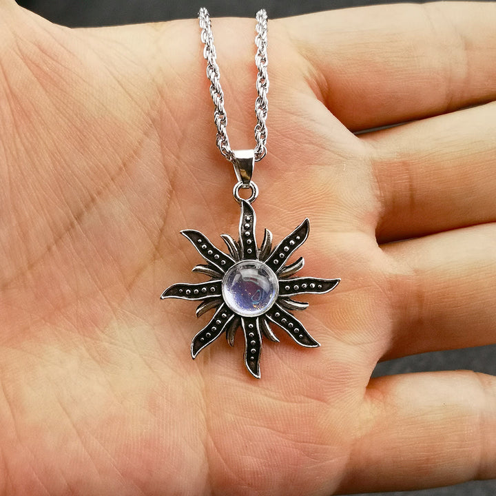 Collier pendentif tournesol en pierre de lune naturelle Olivenorma