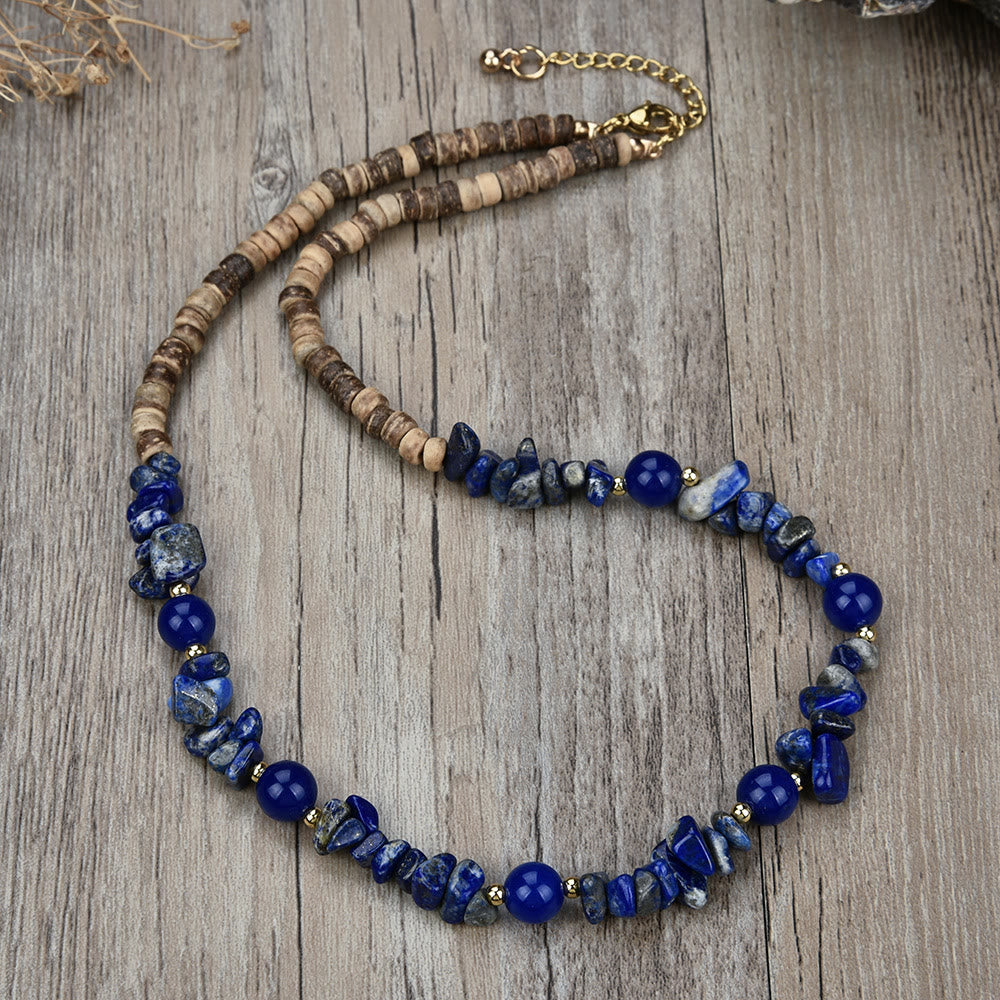 Collier avec pendentif en boule de perles en pierre naturelle Olivenorma