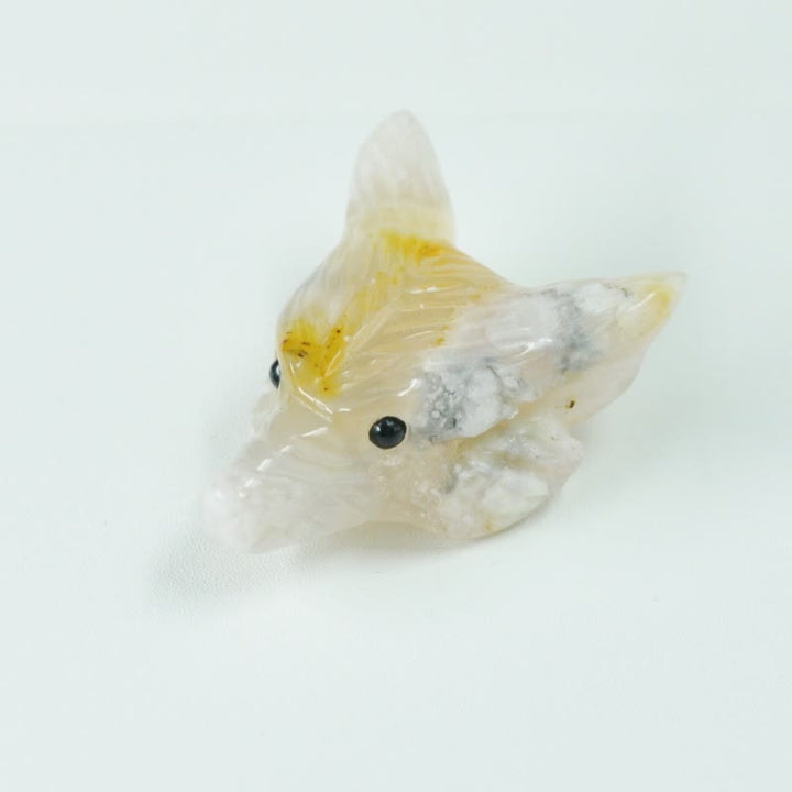 Décoration en cristal sculpté en forme de tête de loup gardien Olivenorma Spirit - Agate à fleurs de cerisier - Avec carte - image 35