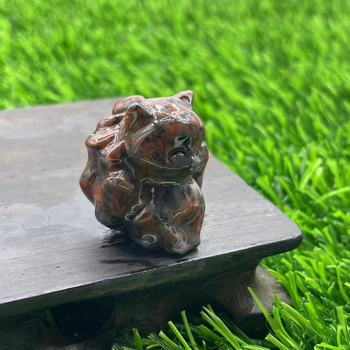 Décoration en pierre précieuse de renard à neuf queues en pierre naturelle Olivenorma de 3 cm