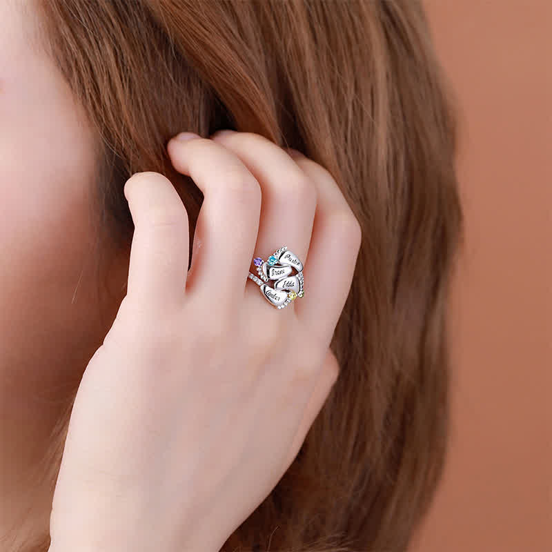 Bague créative avec pierres de naissance gravées pour pieds de bébé Olivenorma