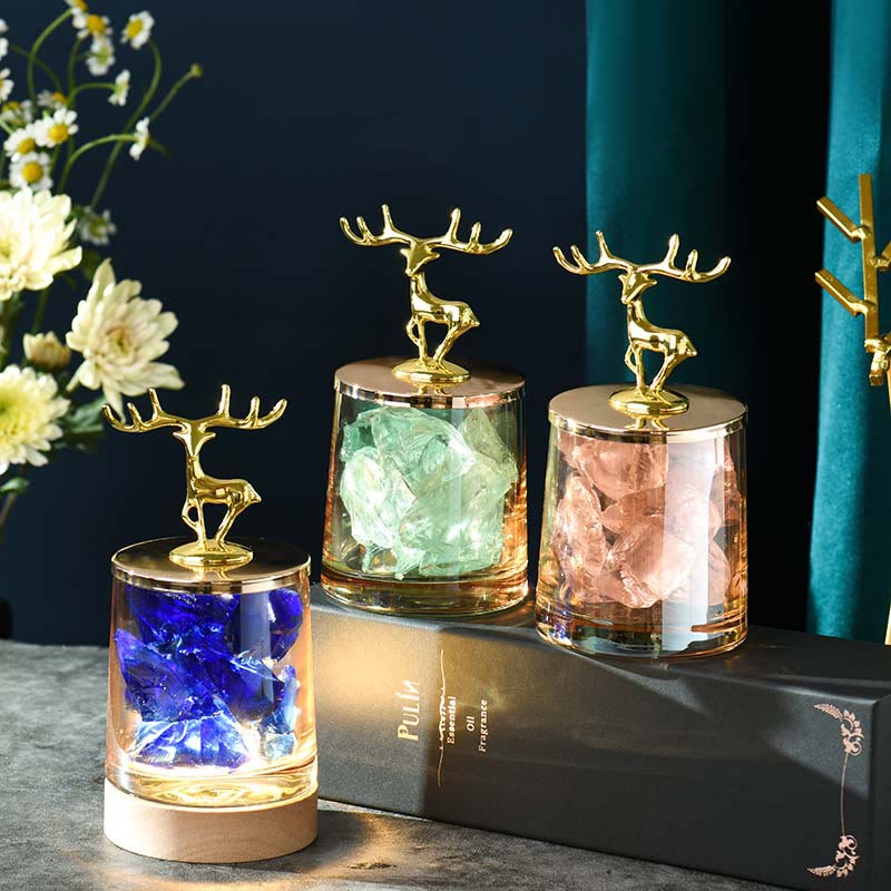 Lampe d'aromathérapie en cristal décoratif sans feu en forme de coupe de cerf Olivenorma