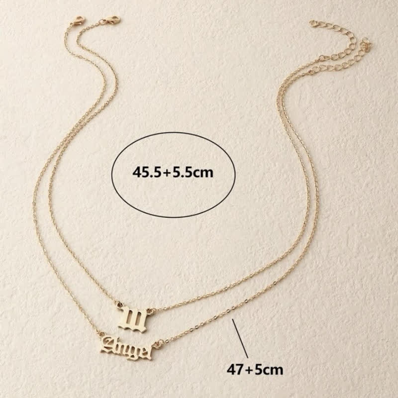 Collier double délicat avec chiffres et anges Olivenorma