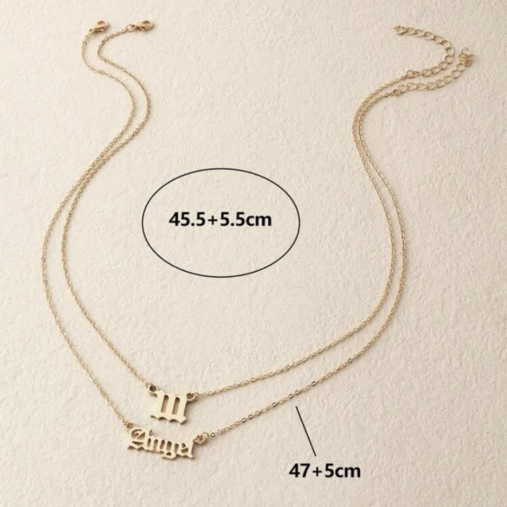 Collier double délicat avec chiffres et anges Olivenorma
