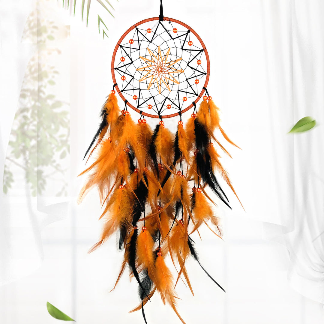 Perles acryliques Olivenorma, attrape-rêves d'Halloween fait main en plumes orange