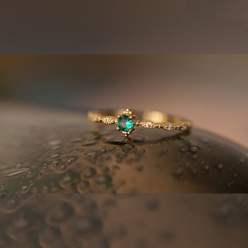 Bague Olivenorma en émeraude et zircone blanche