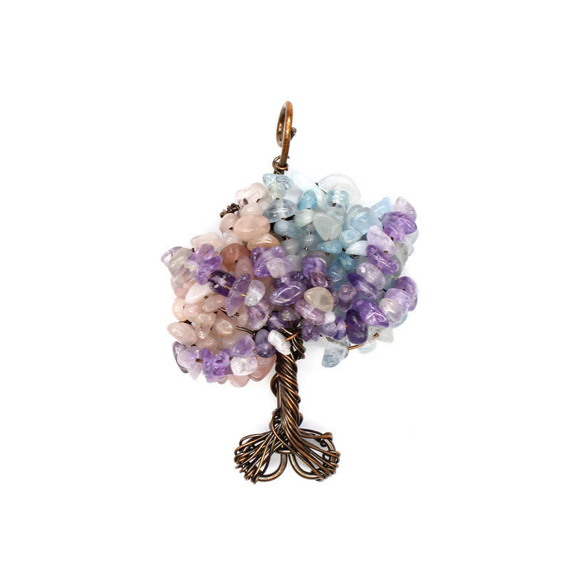 Collier pendentif arbre de vie chakra gravier cristal Olivenorma