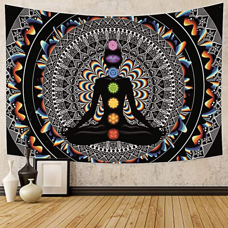 Tapisserie de méditation vintage Chakra Yoga