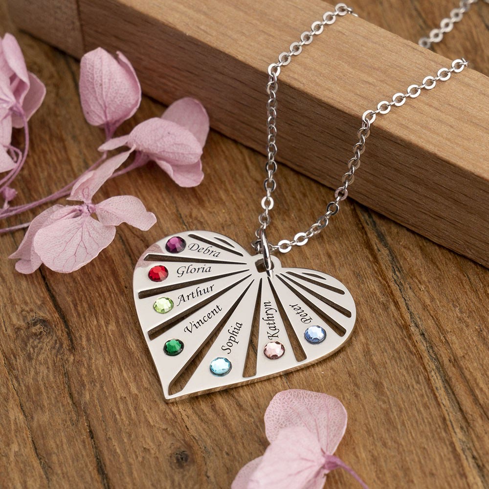 Collier avec pierre de naissance gravée Olivenorma