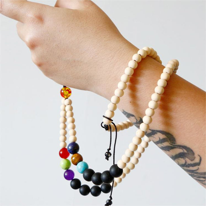 Sangle de téléphone en perles de bois faites à la main avec cordon en cristal naturel Olivenorma