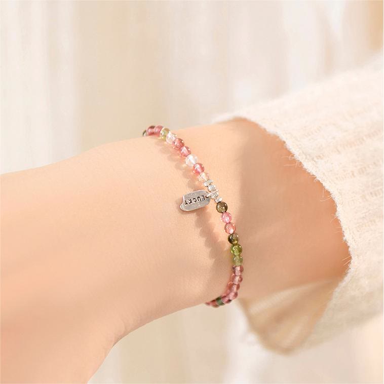 Bracelet porte-bonheur en perles de tourmaline naturelle Olivenorma de 3 cm