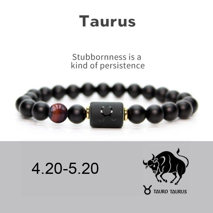 Bracelet homme en onyx noir naturel avec signe du zodiaque Olivenorma