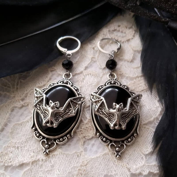 Boucles d'oreilles chauve-souris d'Halloween en obsidienne