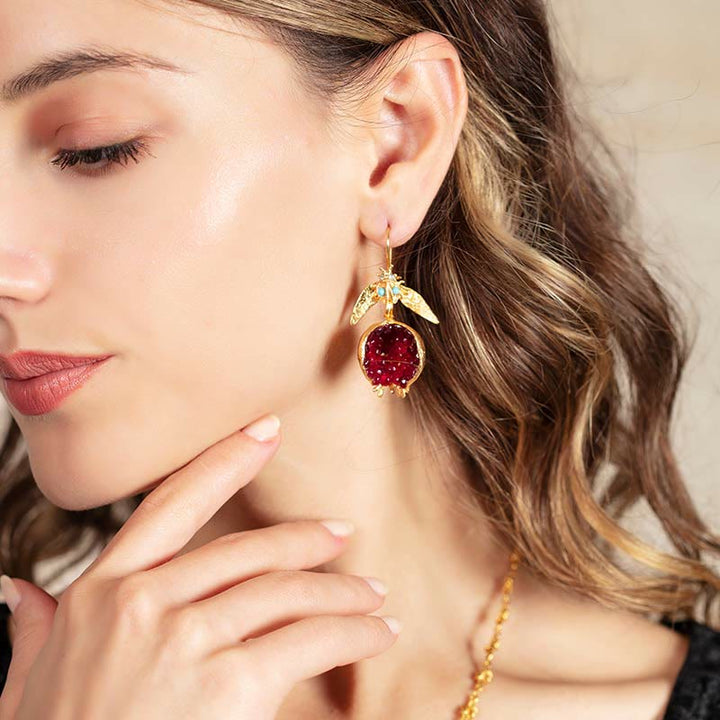 Boucles d'oreilles tendance Olivenorma en forme de graine de grenade porte-bonheur
