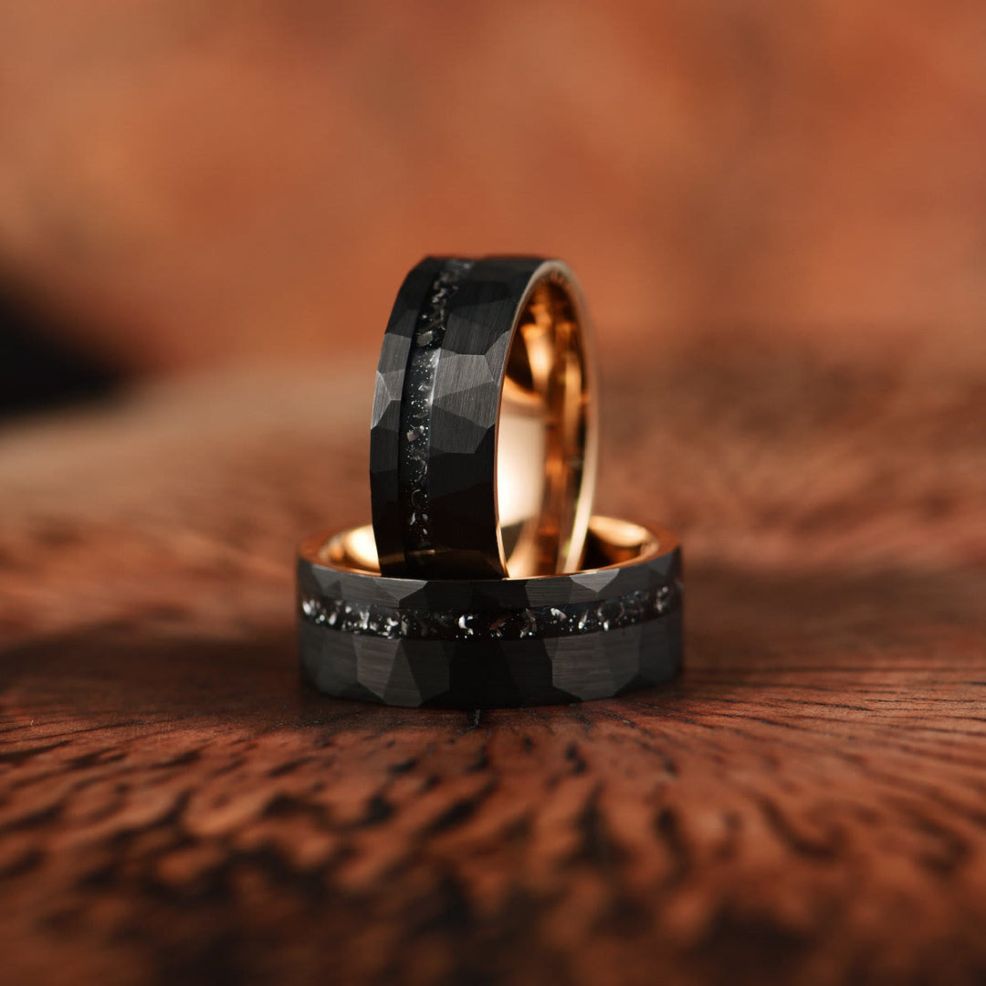 Bague en carbure de tungstène avec tourmaline noire Olivenorma 8 mm