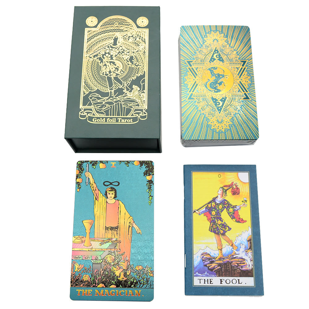 Cartes de tarot Olivenorma Green Blue Moon en feuille d'or