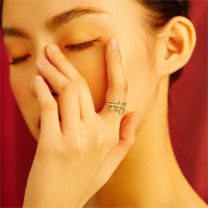 Bague Couronne Raiponce avec Perles d'Eau Douce et Opalite Olivenorma