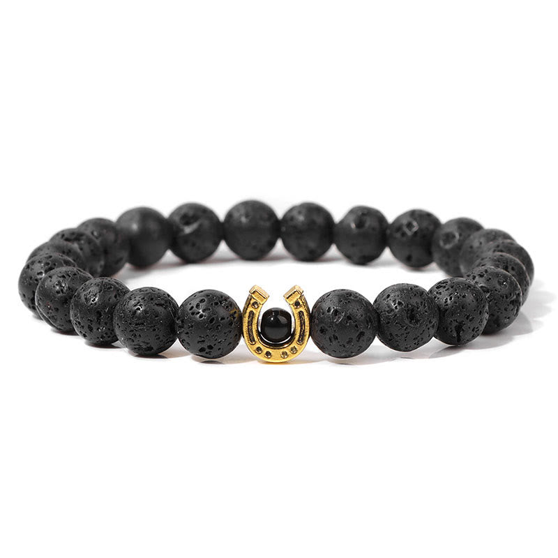 Bracelet pendentif fer à cheval en perles de pierre naturelle Olivenorma de 8 mm