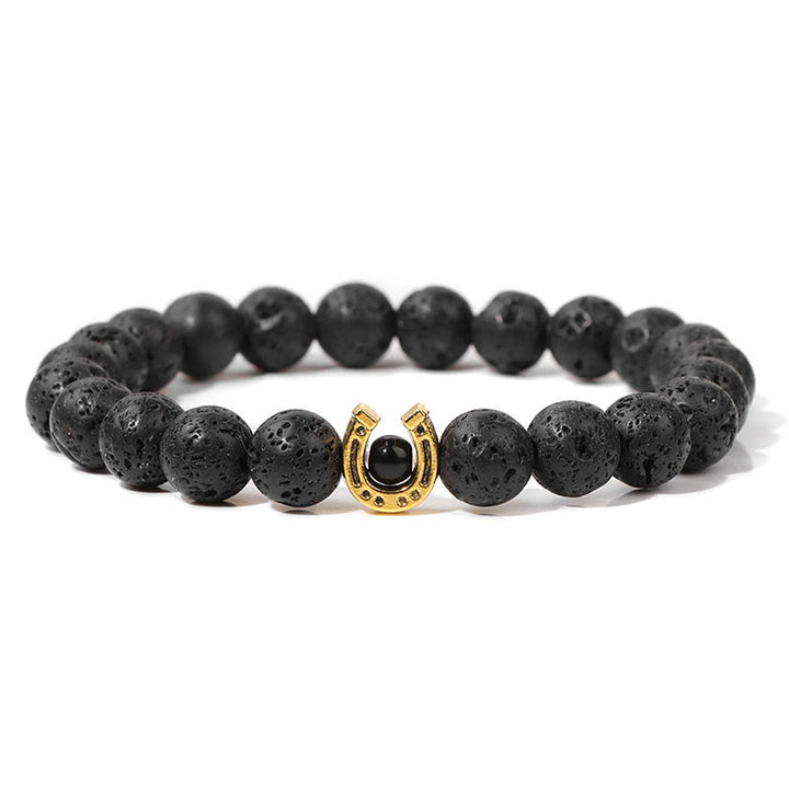 Bracelet pendentif fer à cheval en perles de pierre naturelle Olivenorma de 8 mm