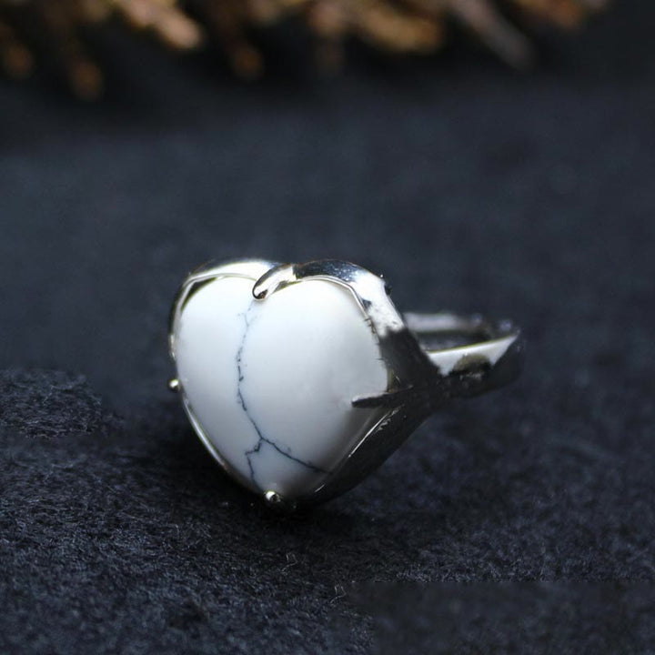 Bague en cristal de pierre naturelle en forme de cœur Olivenorma