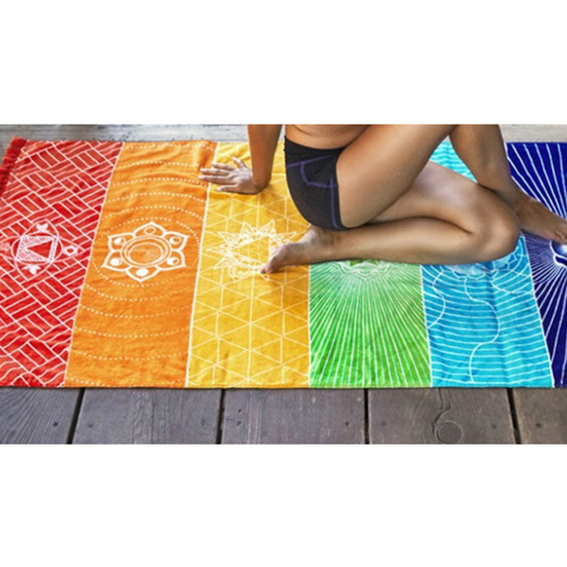 Tapis de yoga arc-en-ciel Chakra Olivenorma