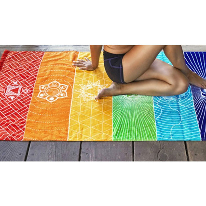 Tapis de yoga arc-en-ciel Chakra Olivenorma