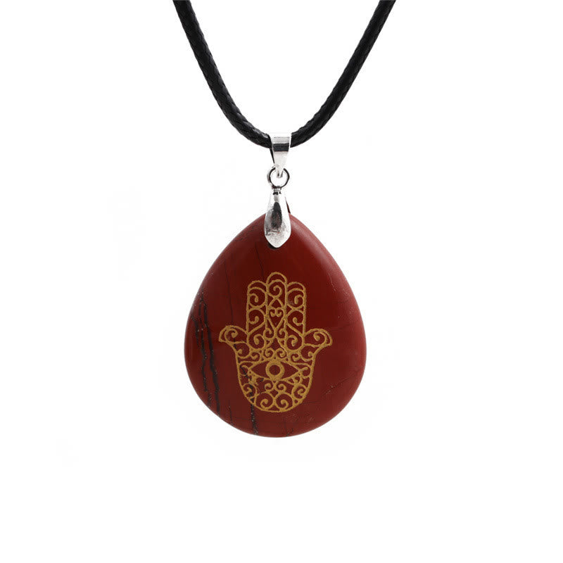 Collier pendentif Hamsa en cristal naturel en forme de goutte Olivenorma