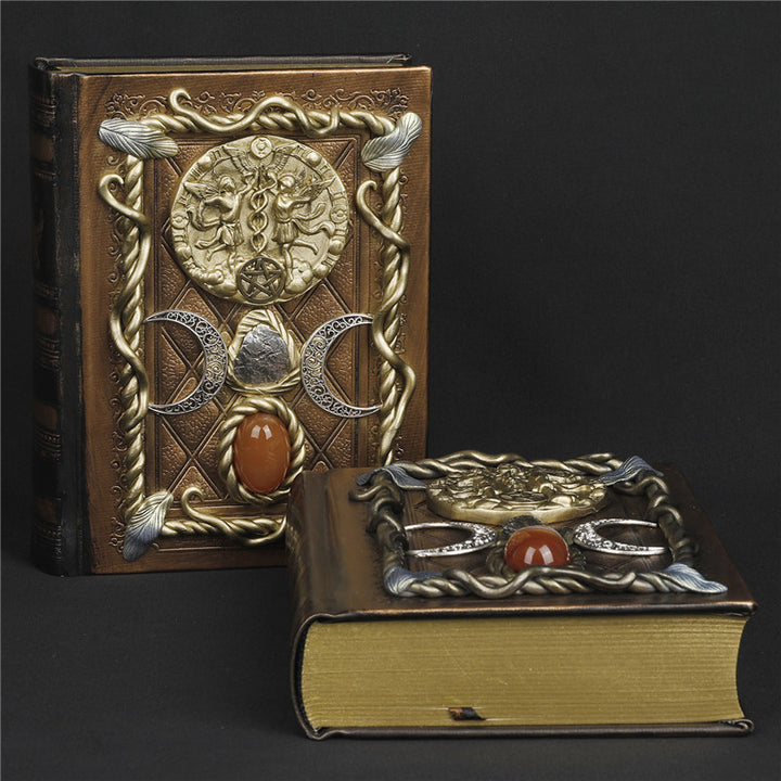 Carnet de notes Olivenorma en agate rouge, lune, étoile, signe du zodiaque, jumeaux