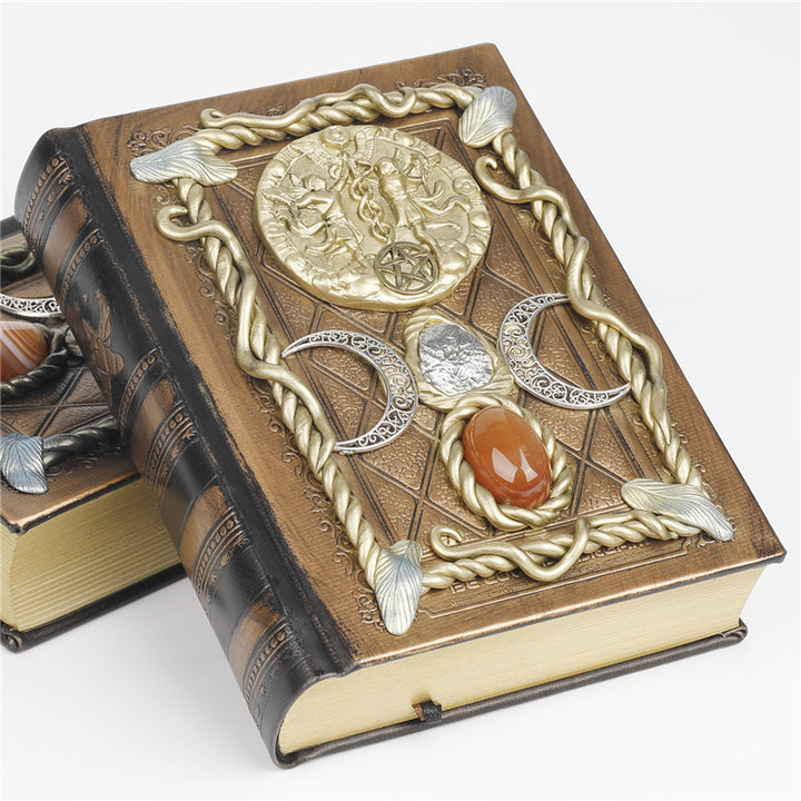 Carnet de notes Olivenorma en agate rouge, lune, étoile, signe du zodiaque, jumeaux