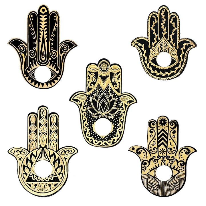 Support de boule de cristal en bois Hamsa de Olivenorma Home Decor